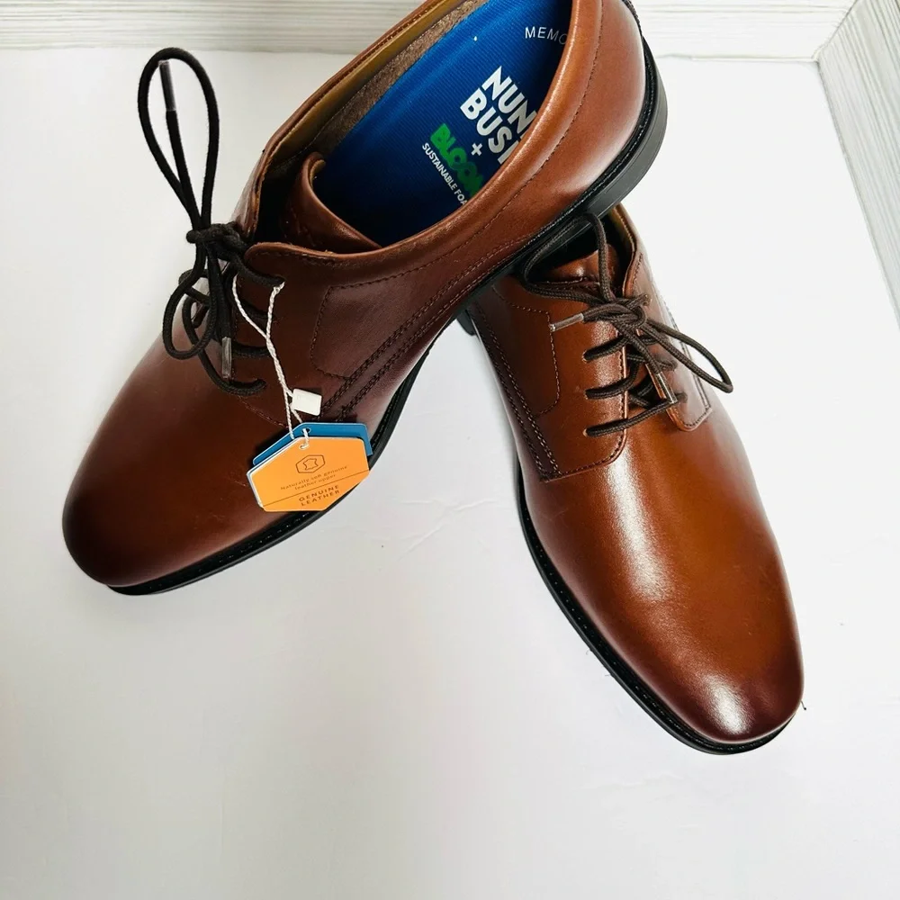 Nunn Bush Baxter Plain Toe Leather‎ Oxfords Men's Cognac Sz 9